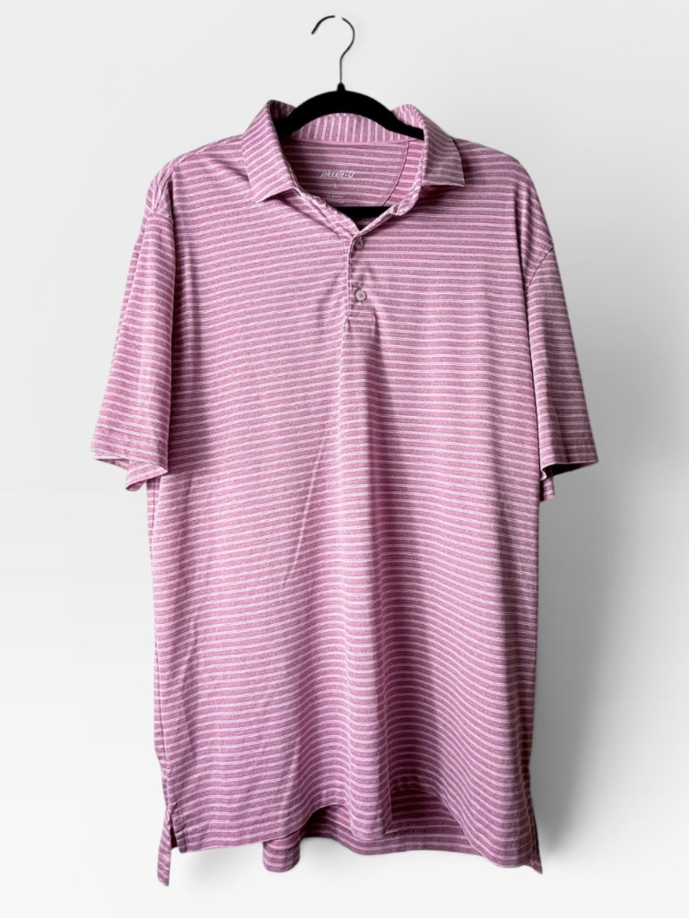 Johnnie-O Men's Polo Performance Shirt Size‎ Large Striped Pink White (D)